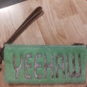 Cowhide Yeehaw Clutch Bag